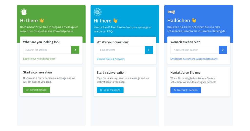 ejemplos de widgets web de soporte al cliente