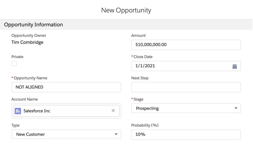 Salesforce Flow para estandarizar la denominación de oportunidades